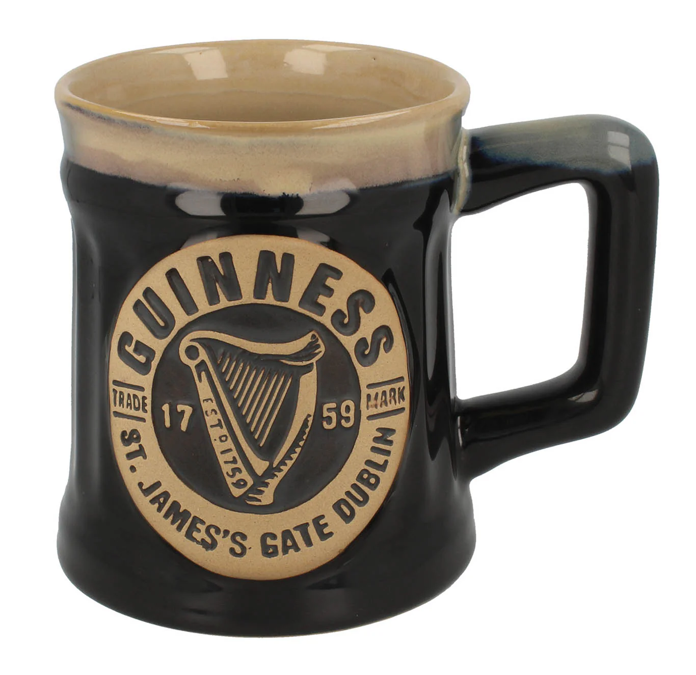 Guinness Harp Black Pottery Mug