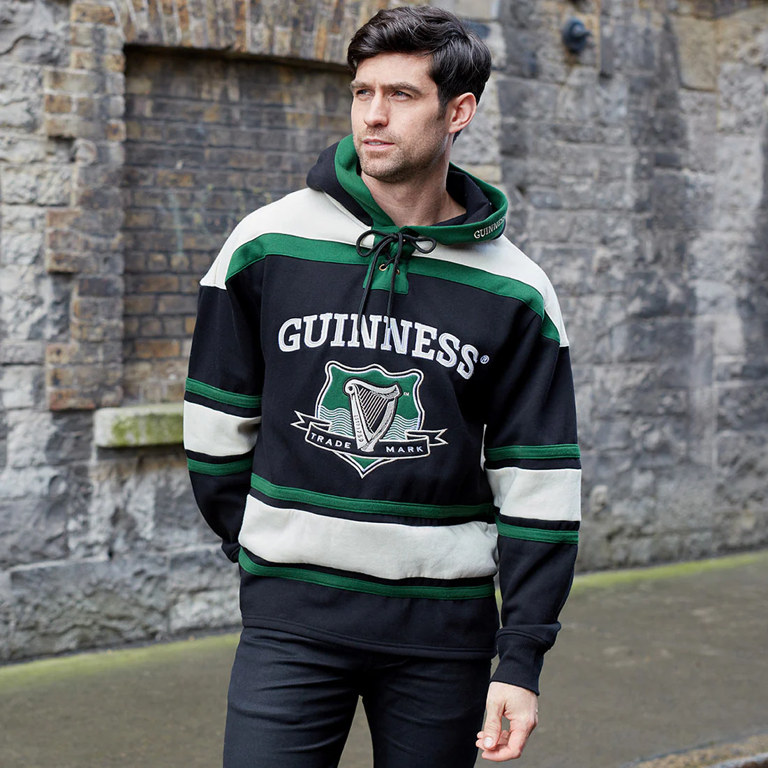 Guinness Green Hockey Style Hooded Sweatshirt - Image 4