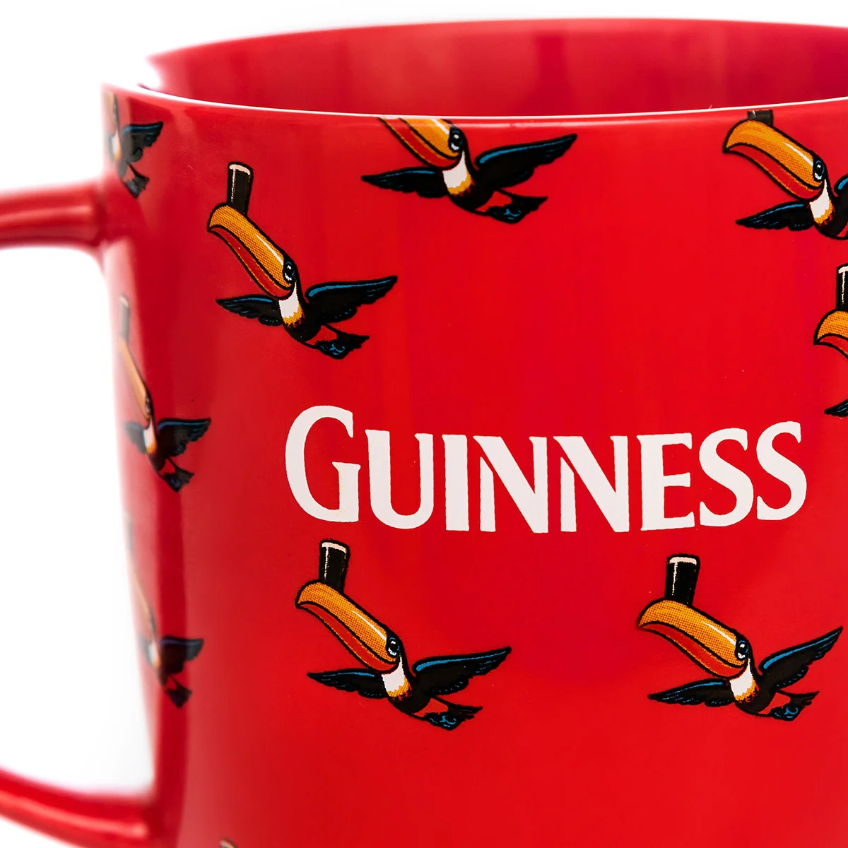 Guinness Red Mug with Multiple Flying Toucans - Image 3
