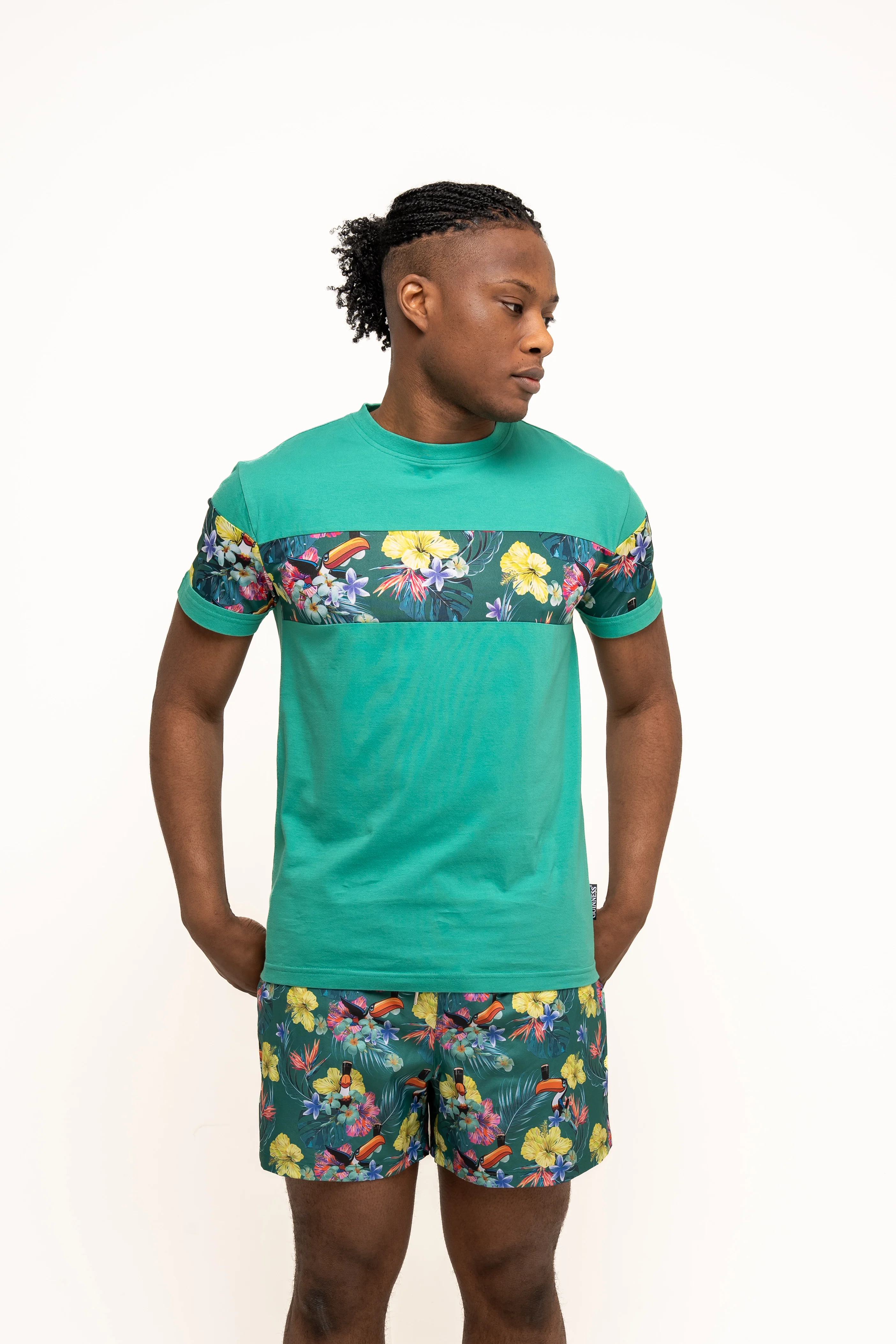 Guinness Toucan Hawaiian Green Beach Shorts - Image 3