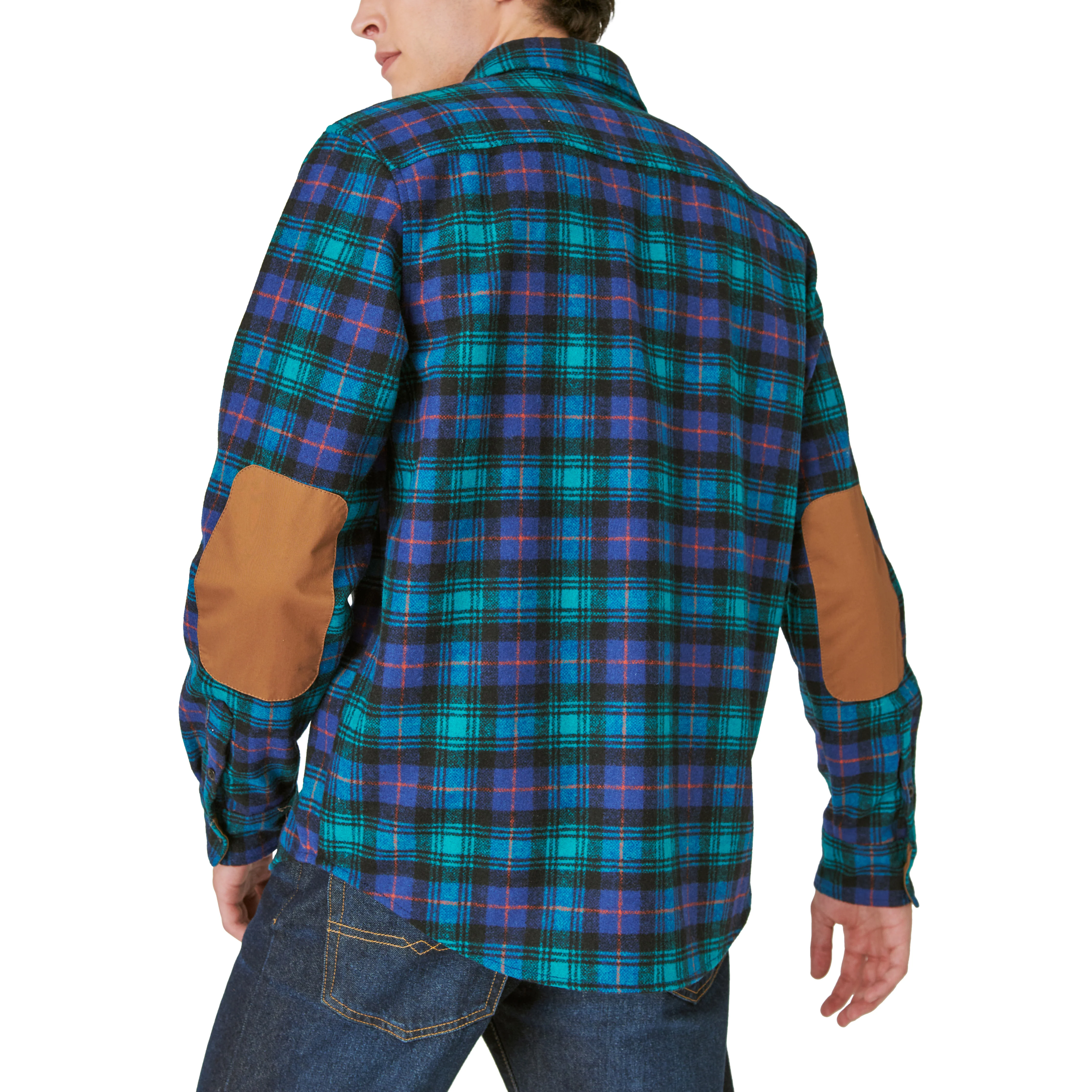 Guinness Wool Plaid Over Shirt With Elbow Patch - Green Plaid - Image 3